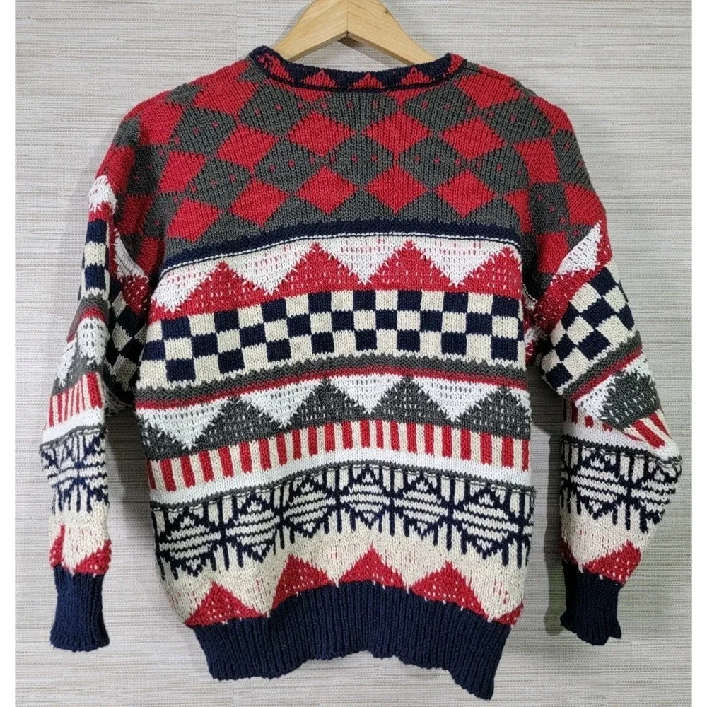 Gaeltarra Ireland Men's Sweater‎ Size L Linen Cotton Knit Geometric Pattern